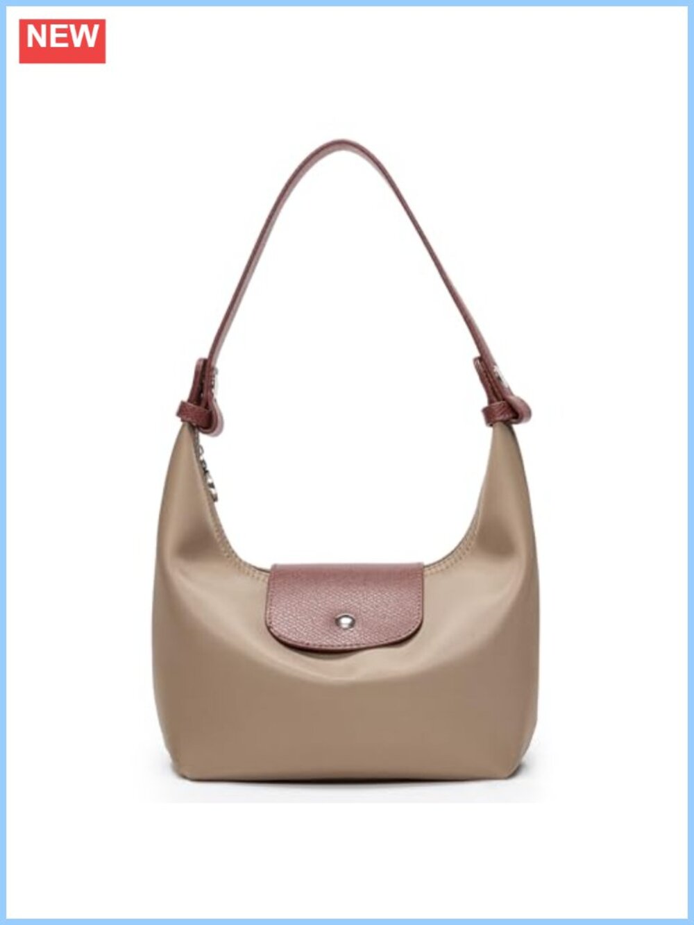 Mini Nylon Convertible Crossbody Bag 3-Way Crescent Purse with Vegan Leather